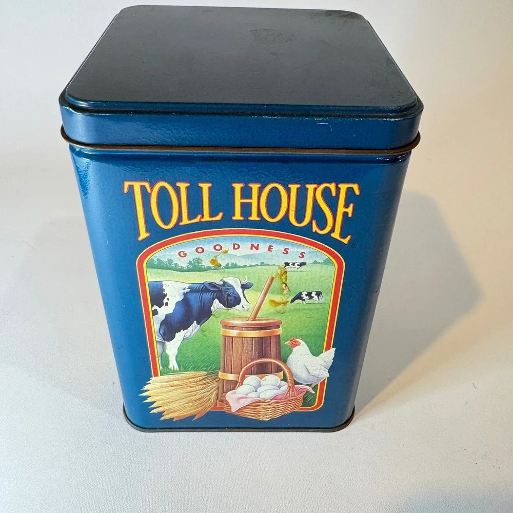 Vintage Nestle Toll House Cookies Limited Edition Blue Collectible Tin Canister